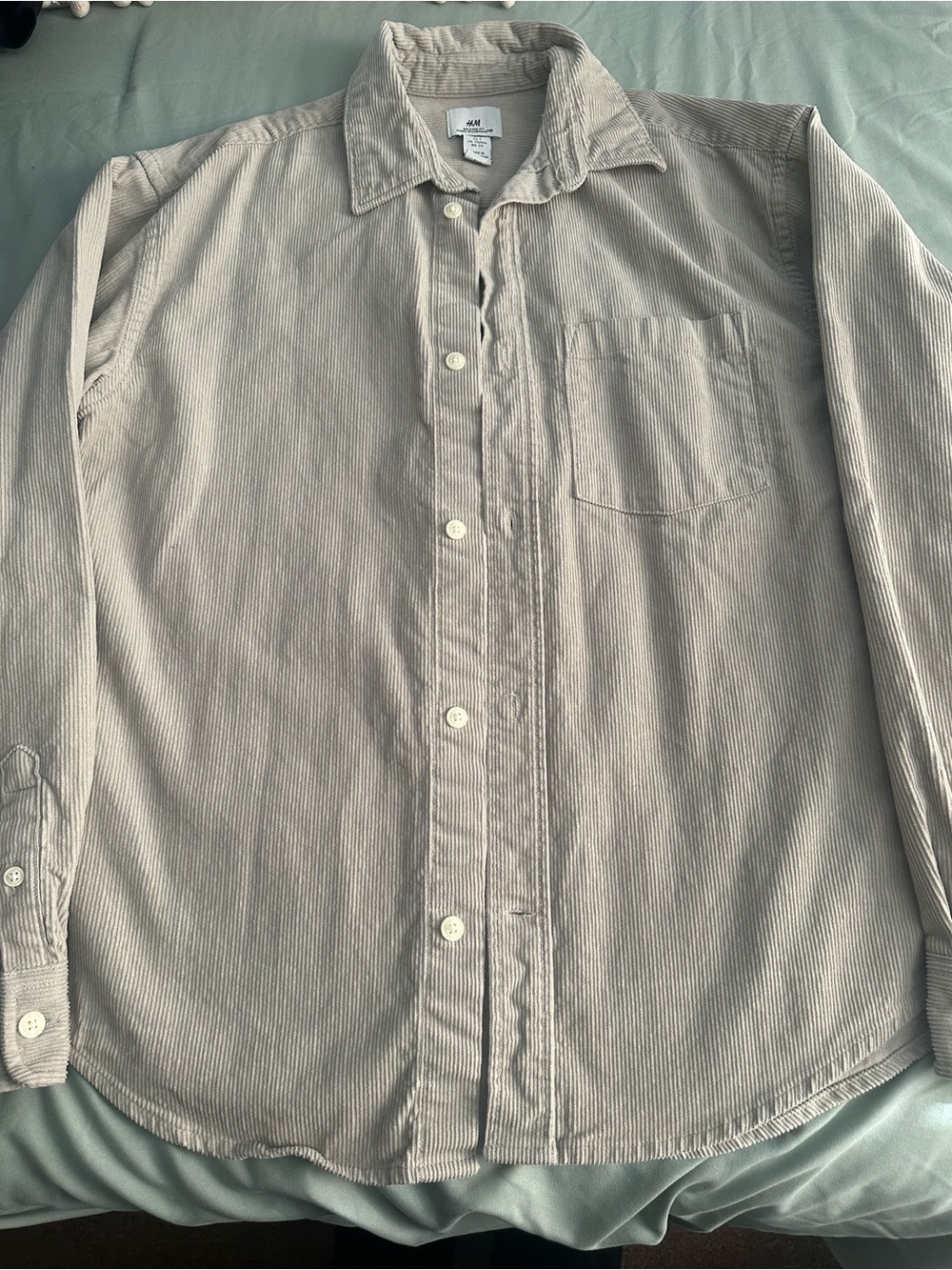 H&M Men's Light Beige Corduroy Shirt Jacket